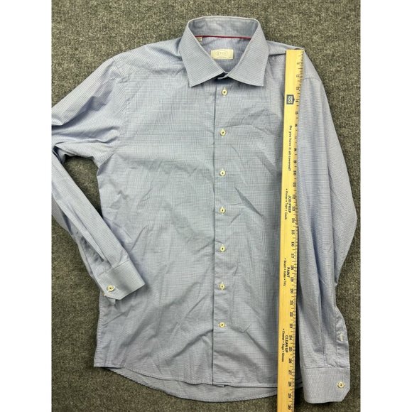 Eton Contemporary Long Sleeve Button Up Shirt Men's 42 (US 16.5) Blue Check - Picture 4 of 4